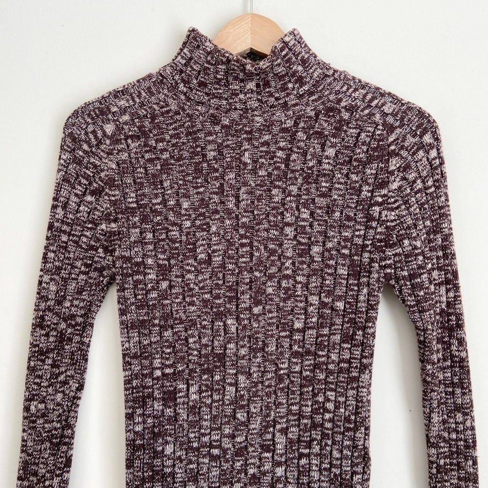 Energie Women's Brown Marled Ribbed Turtleneck Sweater - Picture 2 of 5